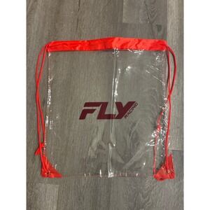 Fly Racing Clear Drawstring Backpack Red Trim Stadium Approved Cinch Bag PVC